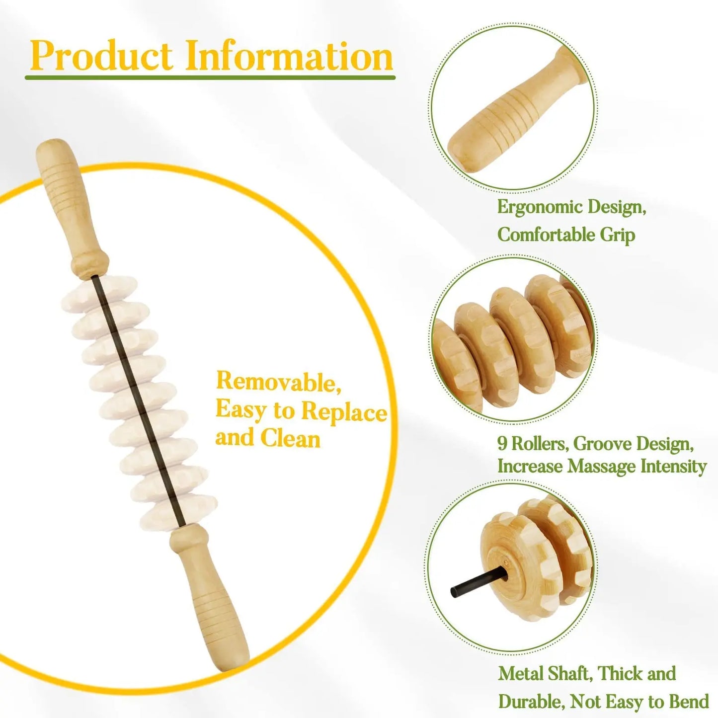 Dutrieux Wooden Massage Roller Tool Set Lymphatic Drainage