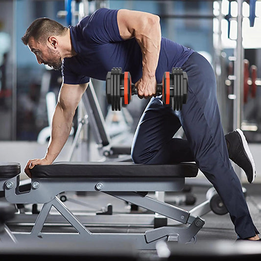 Adjustable 55LB 5-in-1 Dumbbell Set with Anti-Slip Metal Handle - Perfect for Home Gym Strength Training