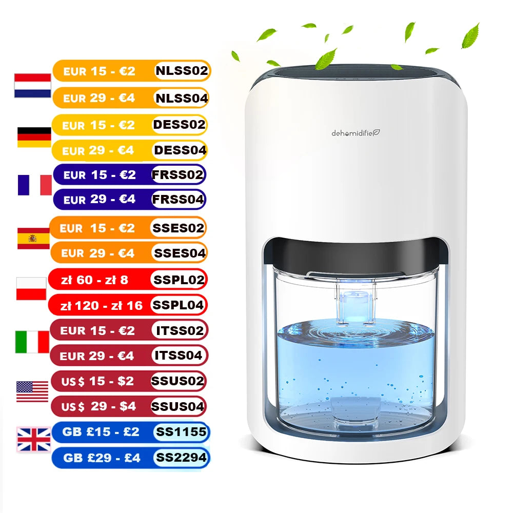 1200ml 42oz Ultra Quiet Dehumidifier with Automatic Defrosting Colorful Lights, 480 Sq ft  Bedroom Wardrobe Closet Trailer RV