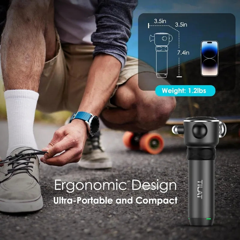 Gun Deep Tissue, Cordless Vibrating Muscle Massage Gun - Handheld Mini Massager for Back, Neck and Fascial Binding - Ta