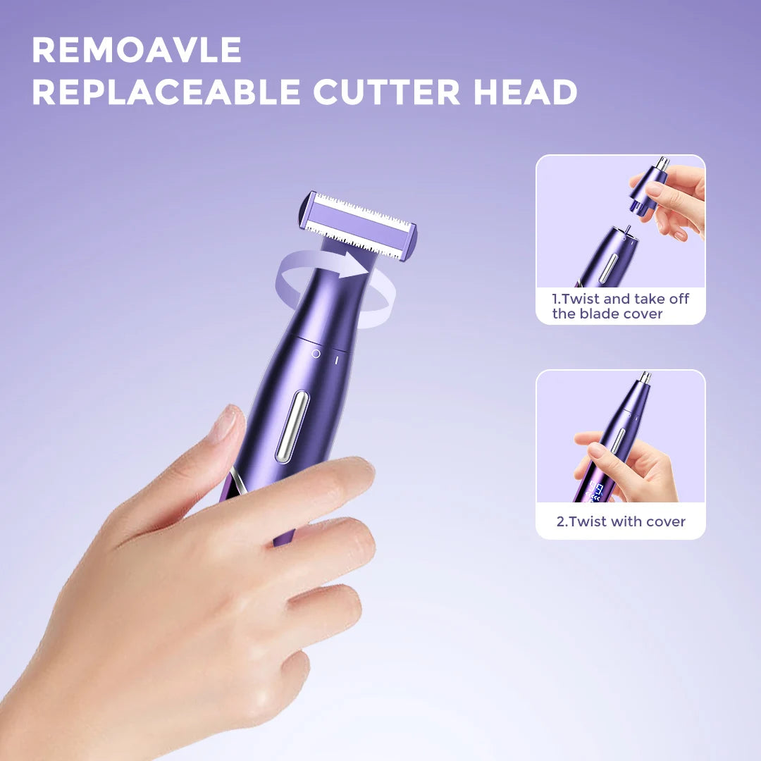 Sejoy 6-in-1 Electric Razor for Women's Pubic Hair,Painless Body Shaver,Facial Epilator,Hair Removal for Face,Bikini Trimmer