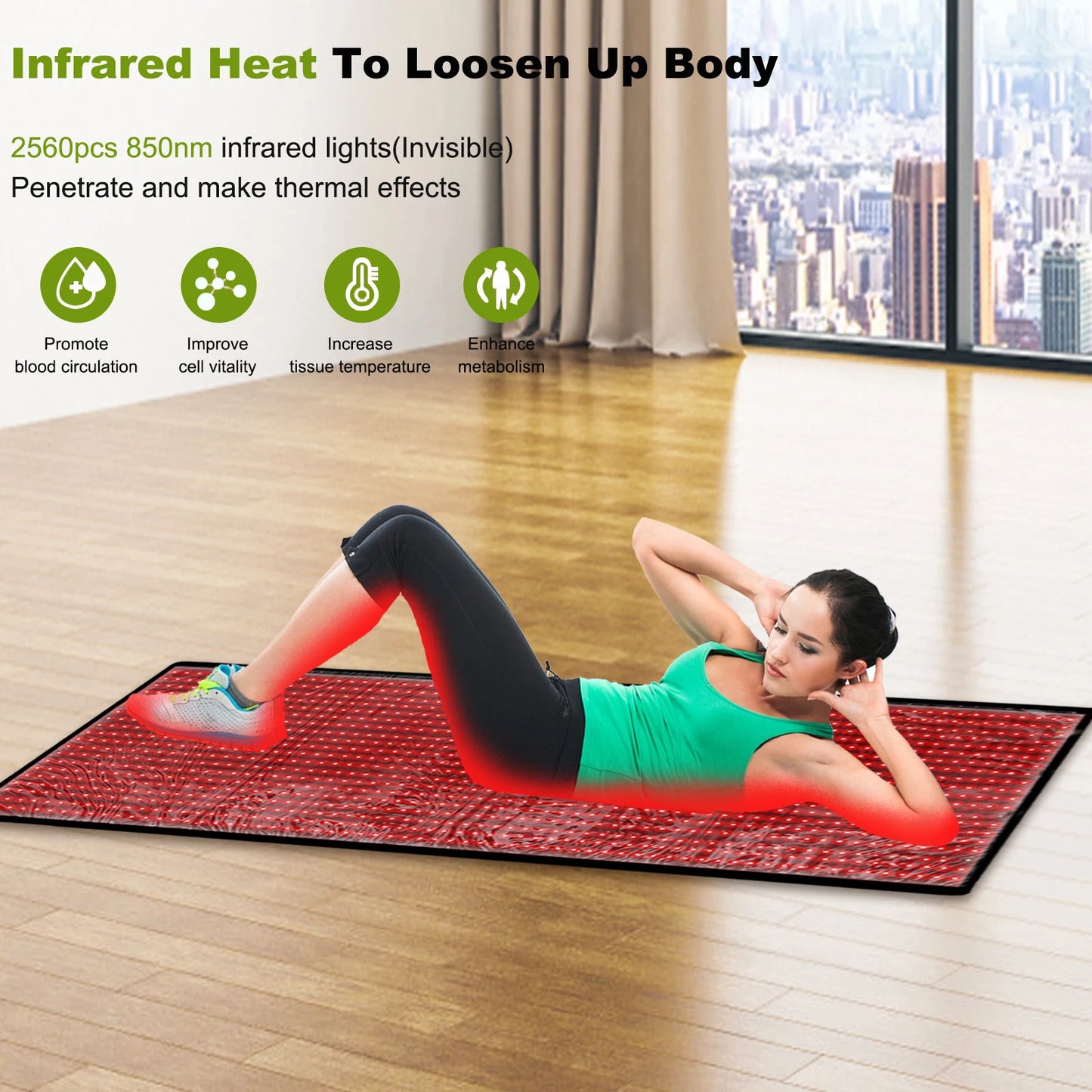 1280PCS Red Light Near Infrared Therapy Mat Large LED Pads for Full Body Relaxation Home Care