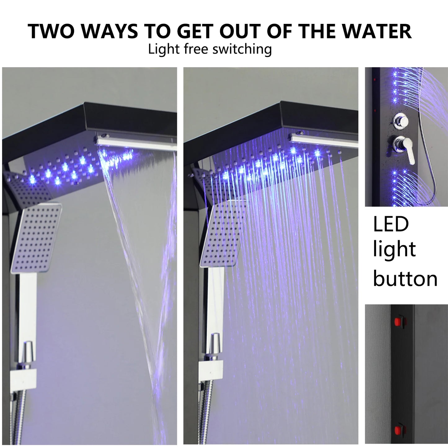 YANKSMART Stainless Steel Shower Panel System with LED Head