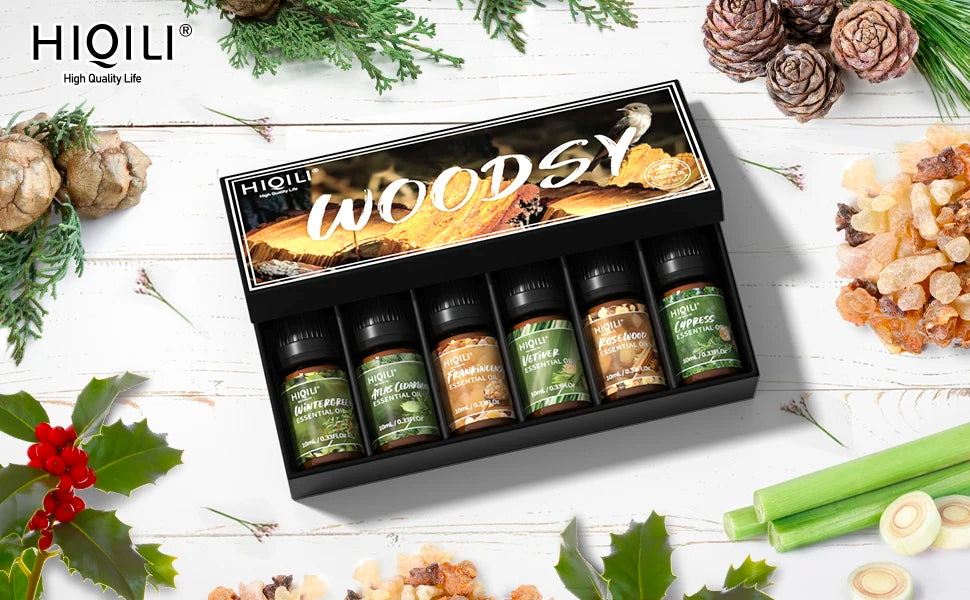 HIQILIE Woody Fragrance Oils Gift Set 6 Pack Assorted