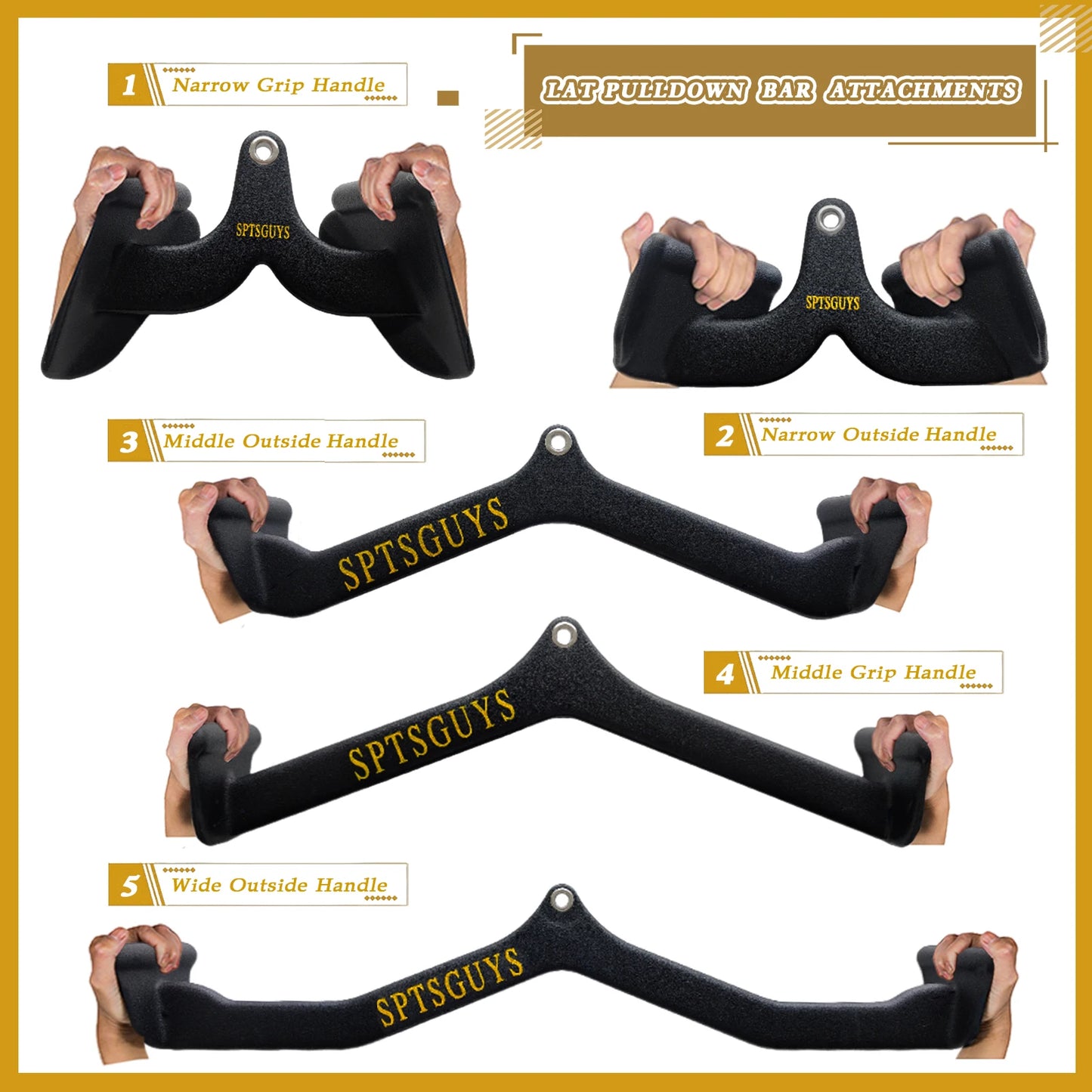 Home Gym Fitness Lat Pull Down Bar Attachments for Cable Pulley System Strength Training