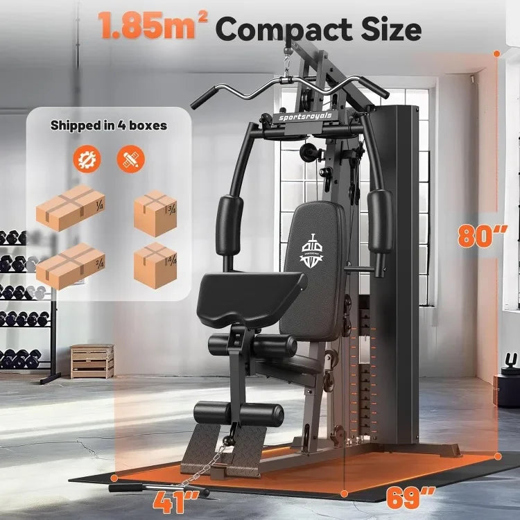 Good Home Gym, Multifunctional Home Gym Equipment, Workout Station with 154LBS Weight Stack, Exercise Equipmentfor Full Body Tra
