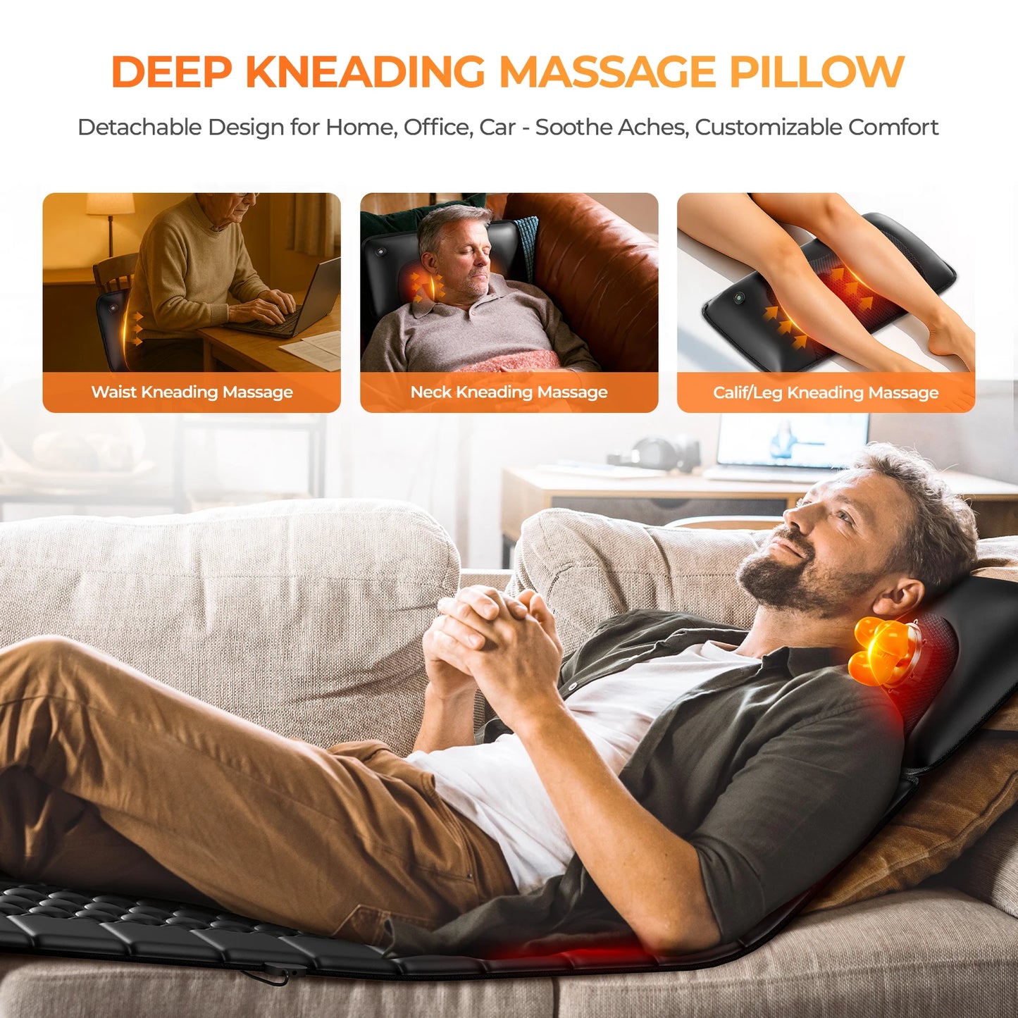 HOMEMASSA Shiatsu Full Body Massage Mat With Heat Massager Pad
