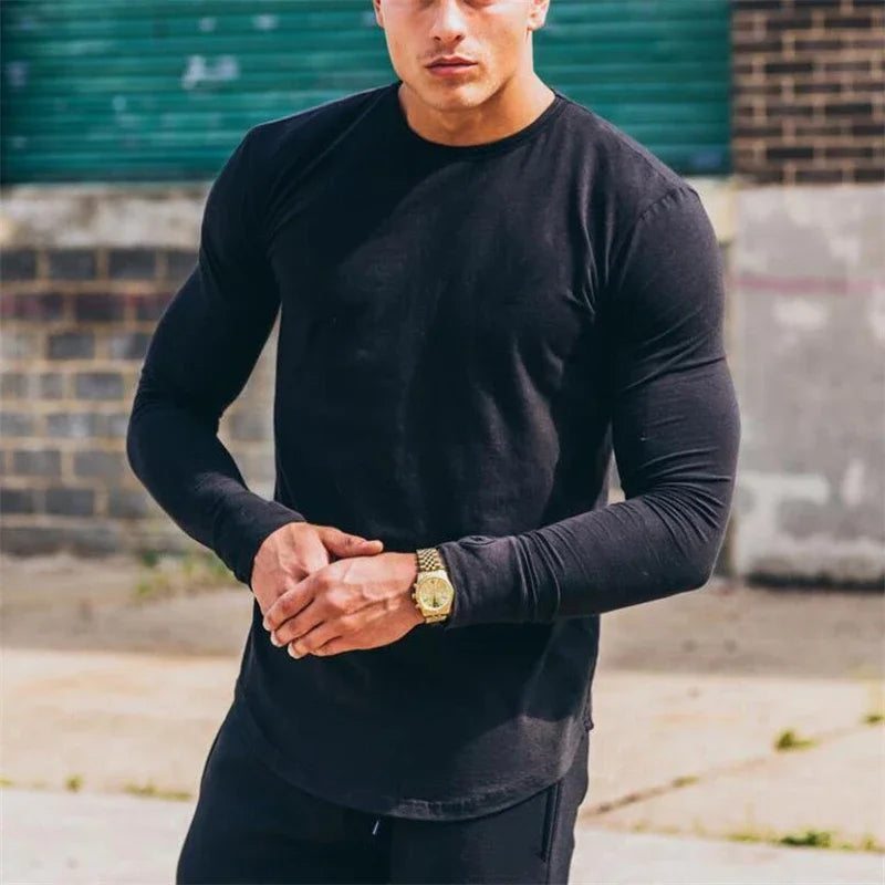 Cotton Breathable Long Sleeve Gym Shirt For Workout