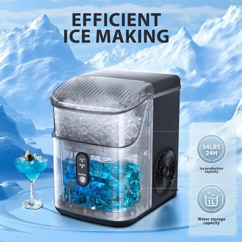 XMSJ Nugget Ice Maker Countertop Portable 36 Lbs 24 Hours