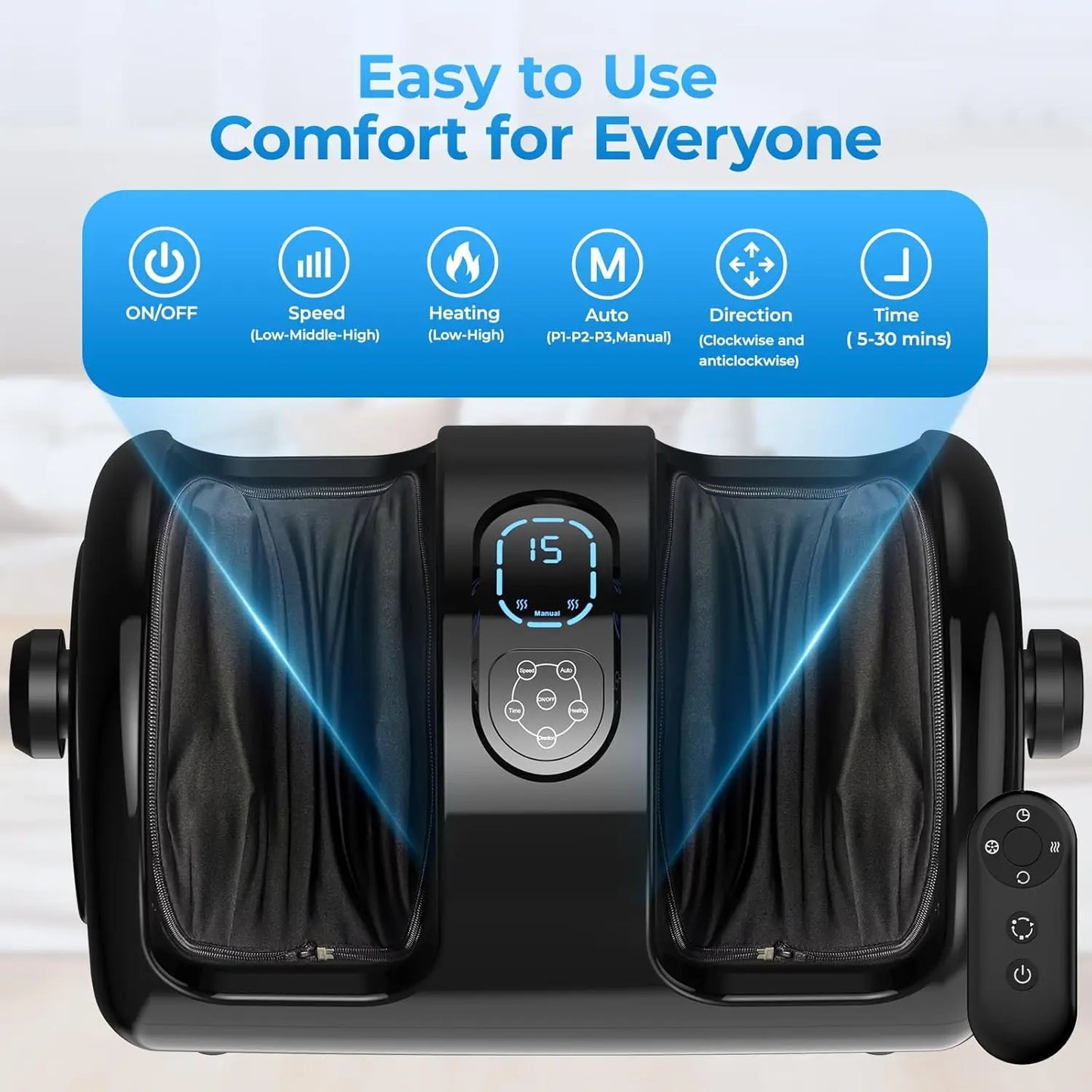 HTMM Electric Foot Calf Massager Shiatsu with Hot Compress
