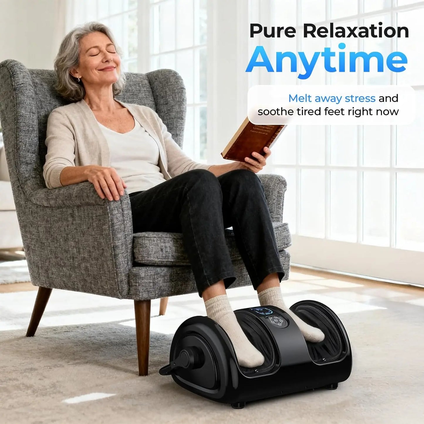 HTMM Electric Foot Calf Massager Shiatsu with Hot Compress