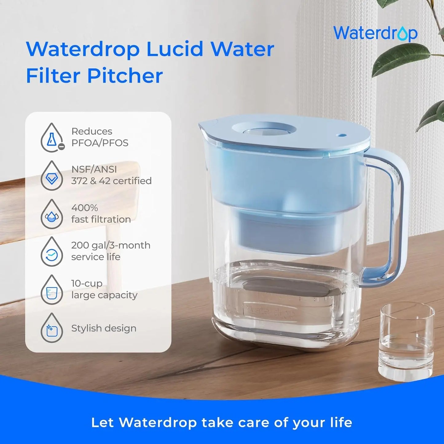 Waterdrop Water Filter Pitcher NSF Certified Long Life