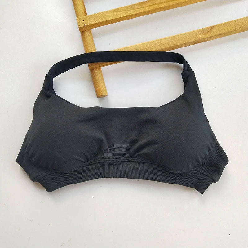 CN No Logo Sports Bra Neck Strap Seamless Open Back