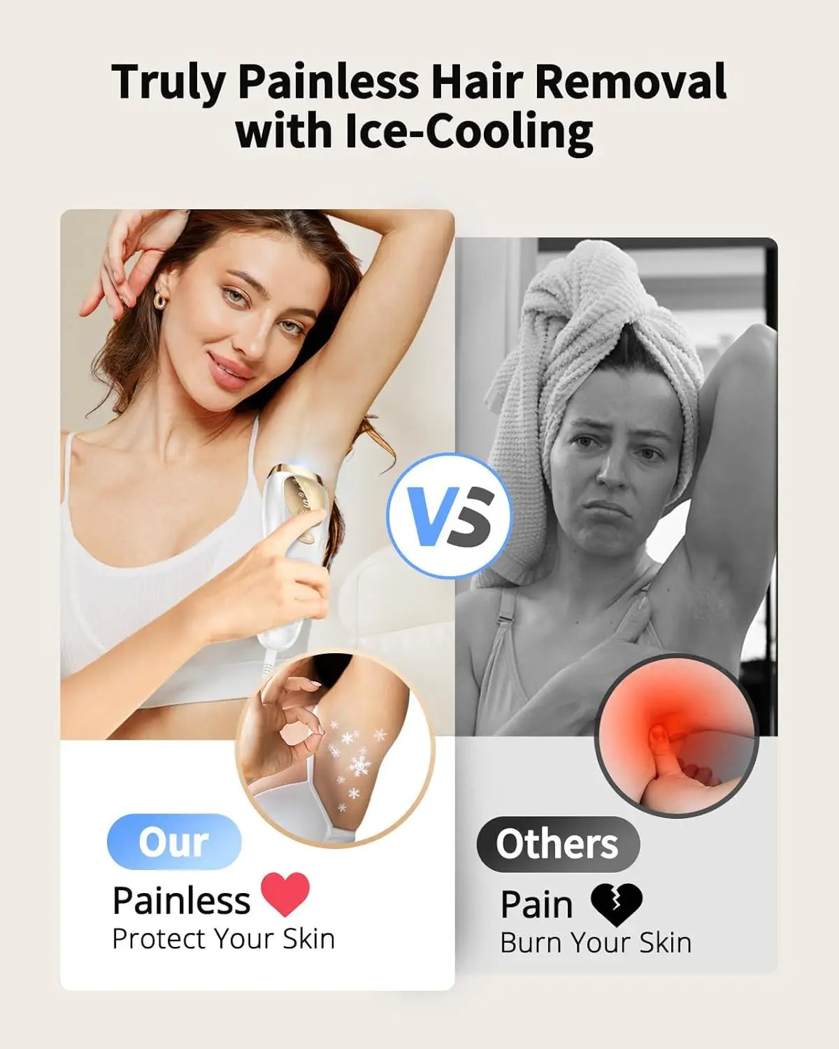 IPL Hair Removal Unlimited Flashes 9 Gears Laser Ice Cooling Painless Electric Depilator for Men and Women Body Bikinis Intimate