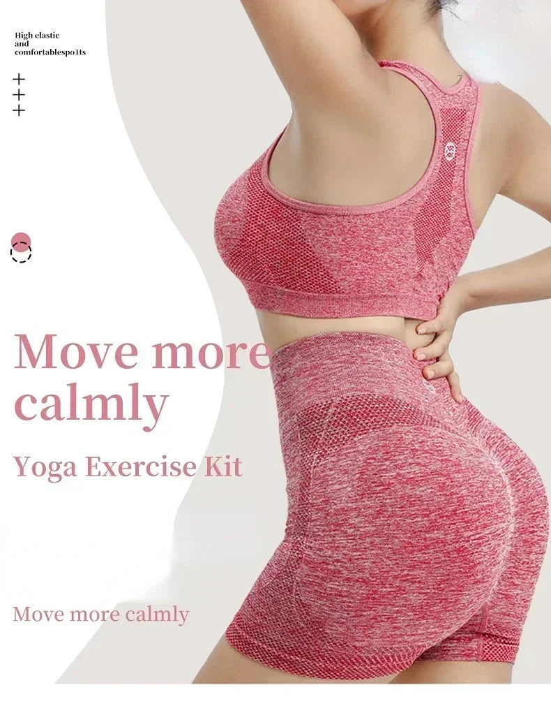 Yoga Set Women Seamless Sports Bra Leggings Shorts Fitness