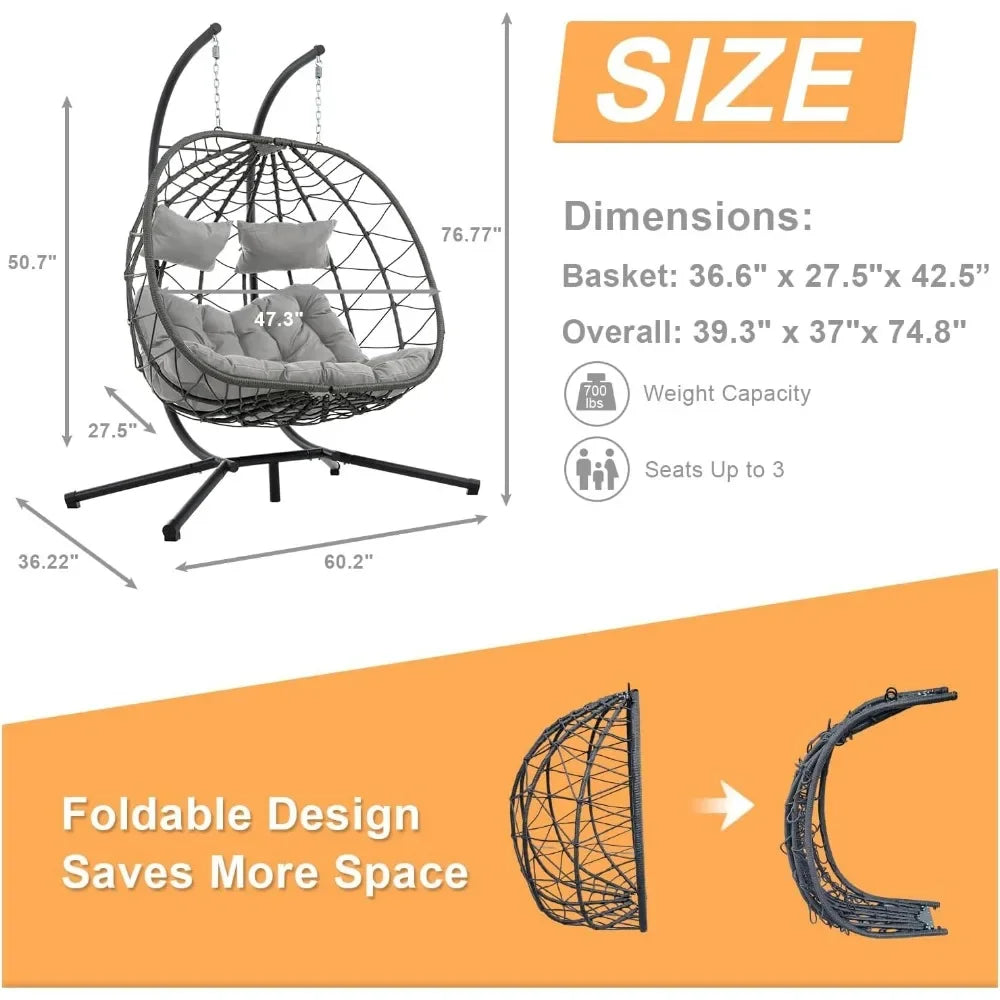 ANGDUO Egg Swing Chair With Stand For Outdoor Patio