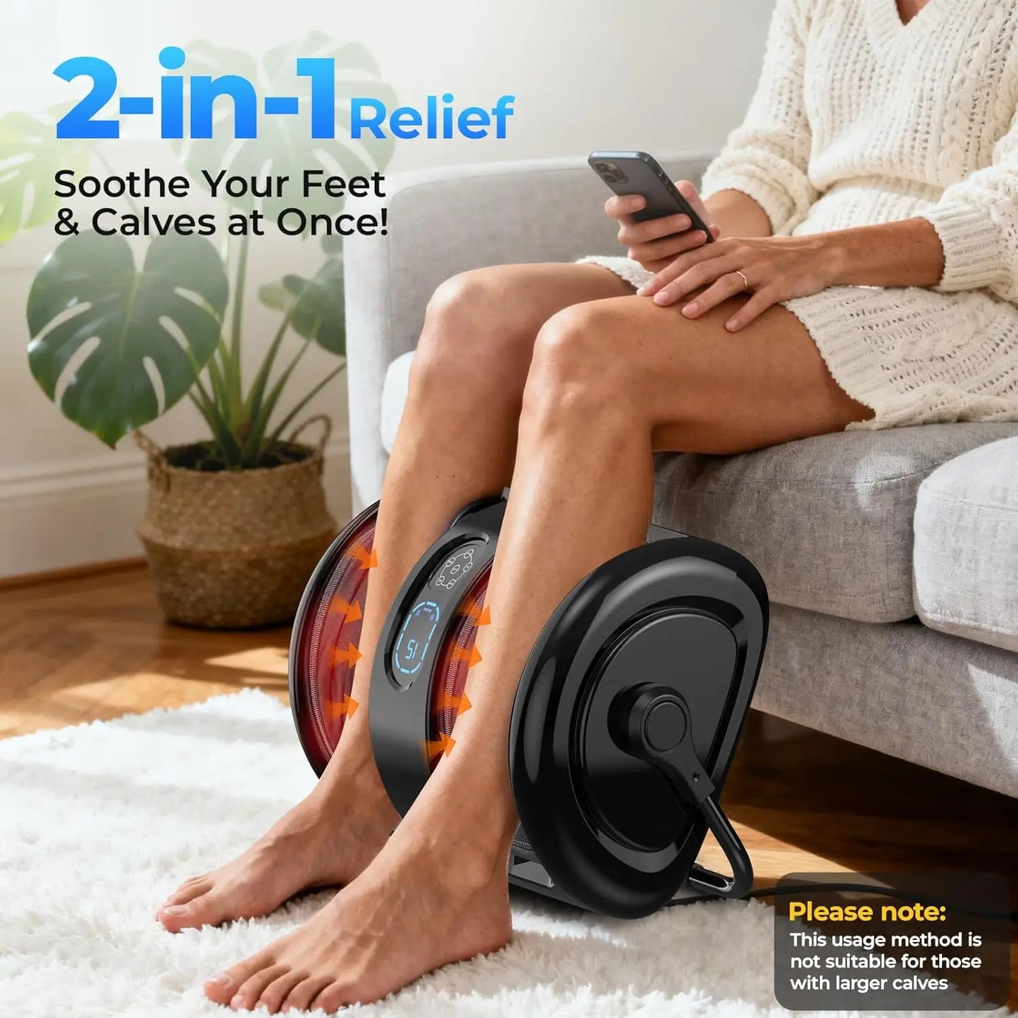 HTMM Electric Foot Calf Massager Shiatsu with Hot Compress