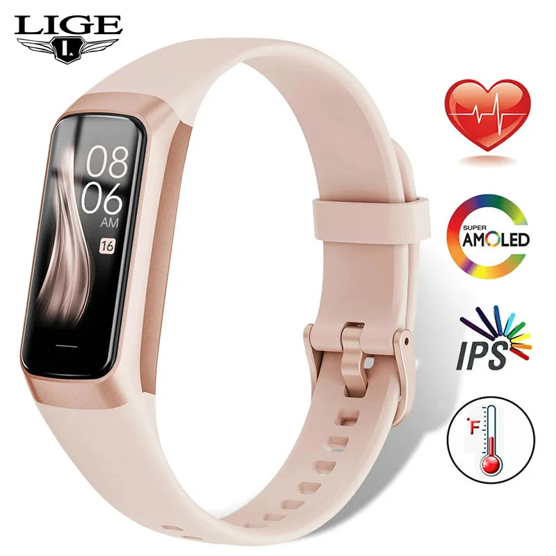 LIGE Amoled Smart Watch Heart Rate Monitor Waterproof Fitness Tracker