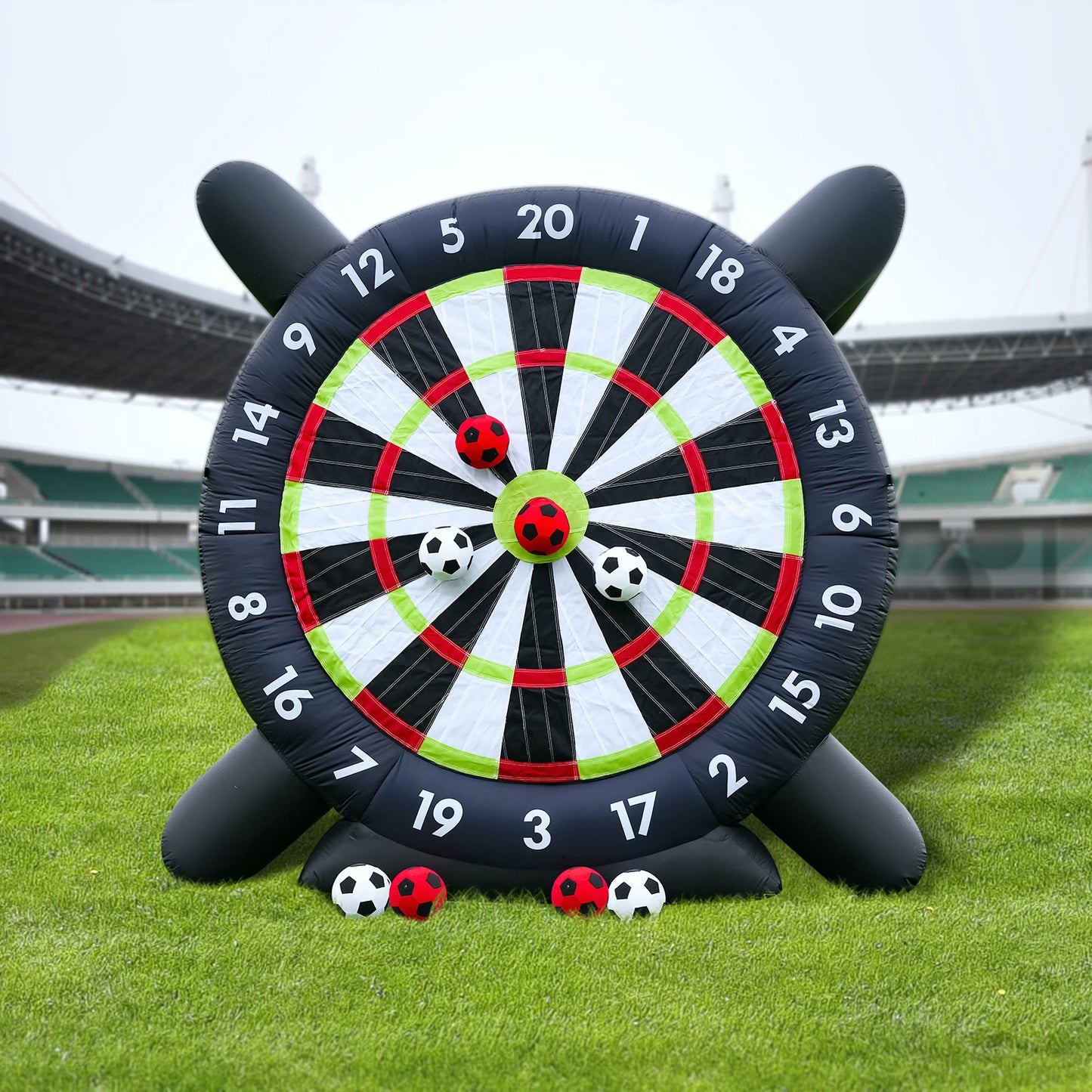 10FT Giant Outdoor Inflatable Soccer Golf Darts Board with 8 Soccer Balls and Blower for Football Playground