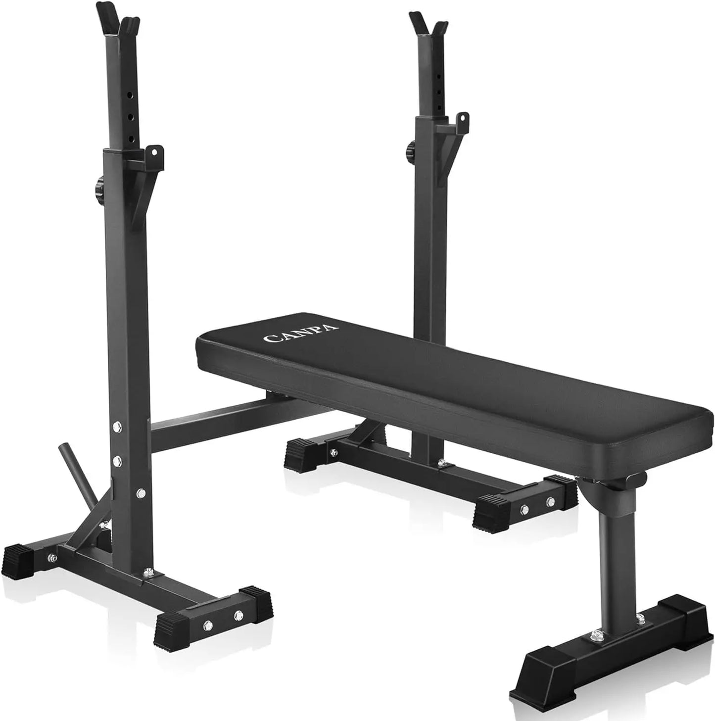 CANPA Weight Bench with Squat Rack Workout Bench Adjustable Barbell Rack Stand Strength Training Home Gym Multi-Function