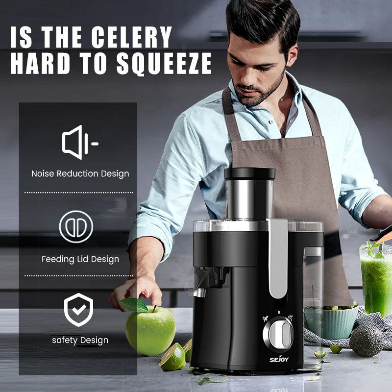 SEJOY Centrifugal Juicer Machine Compact Automatic Pulp Ejection Electric Citrus Juicer Extractor Machine Fruit Veg Blender
