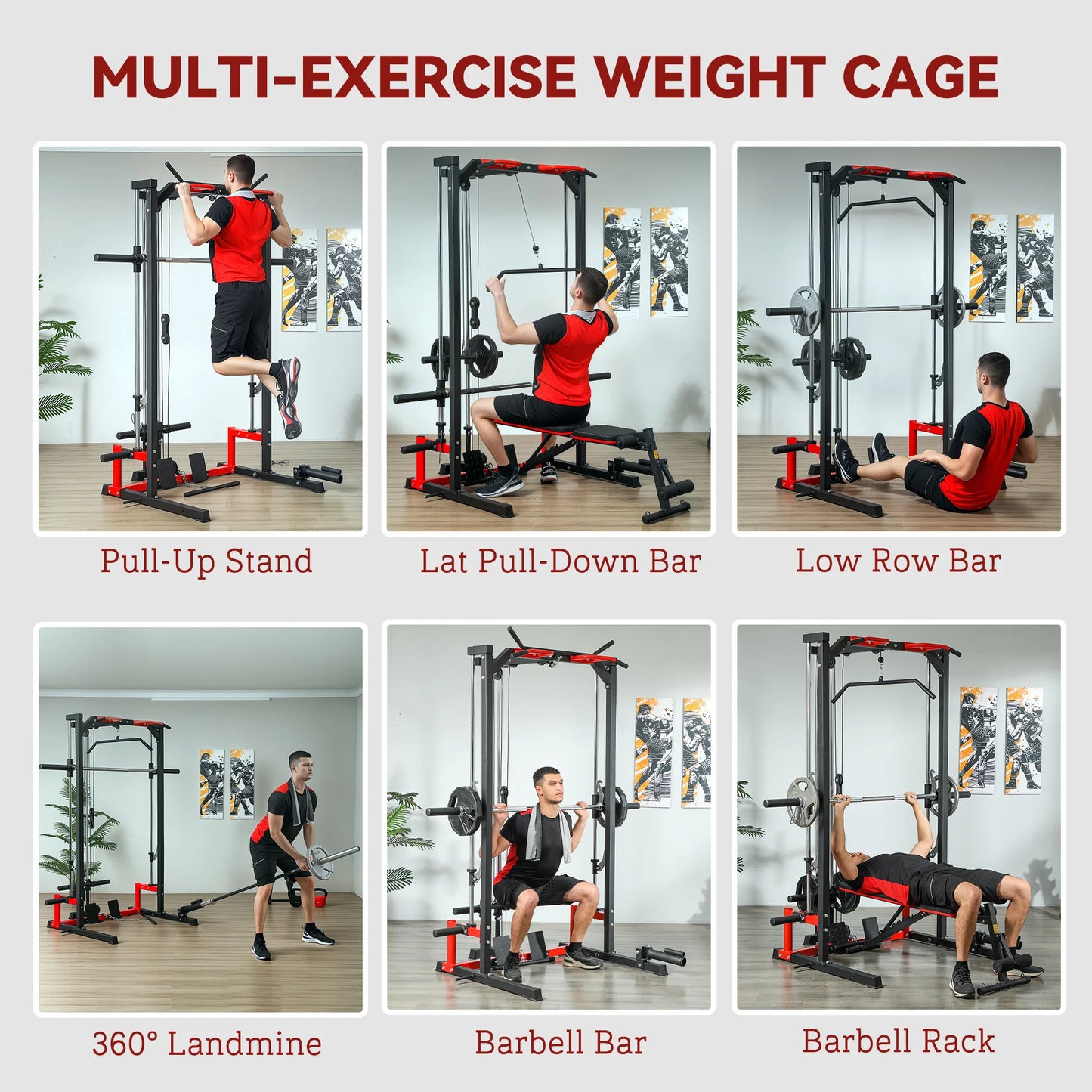Soozier Smith Machine Multi-Function Power Cage With Lat Pull-Down System