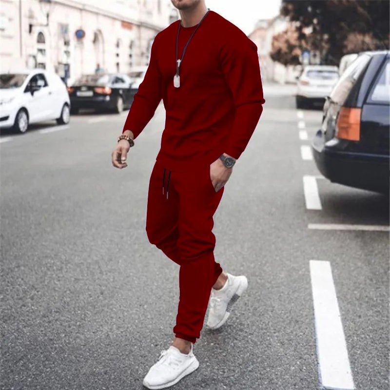 NONECN Men Two Piece Tracksuit Set Sweatshirt Sweatpants