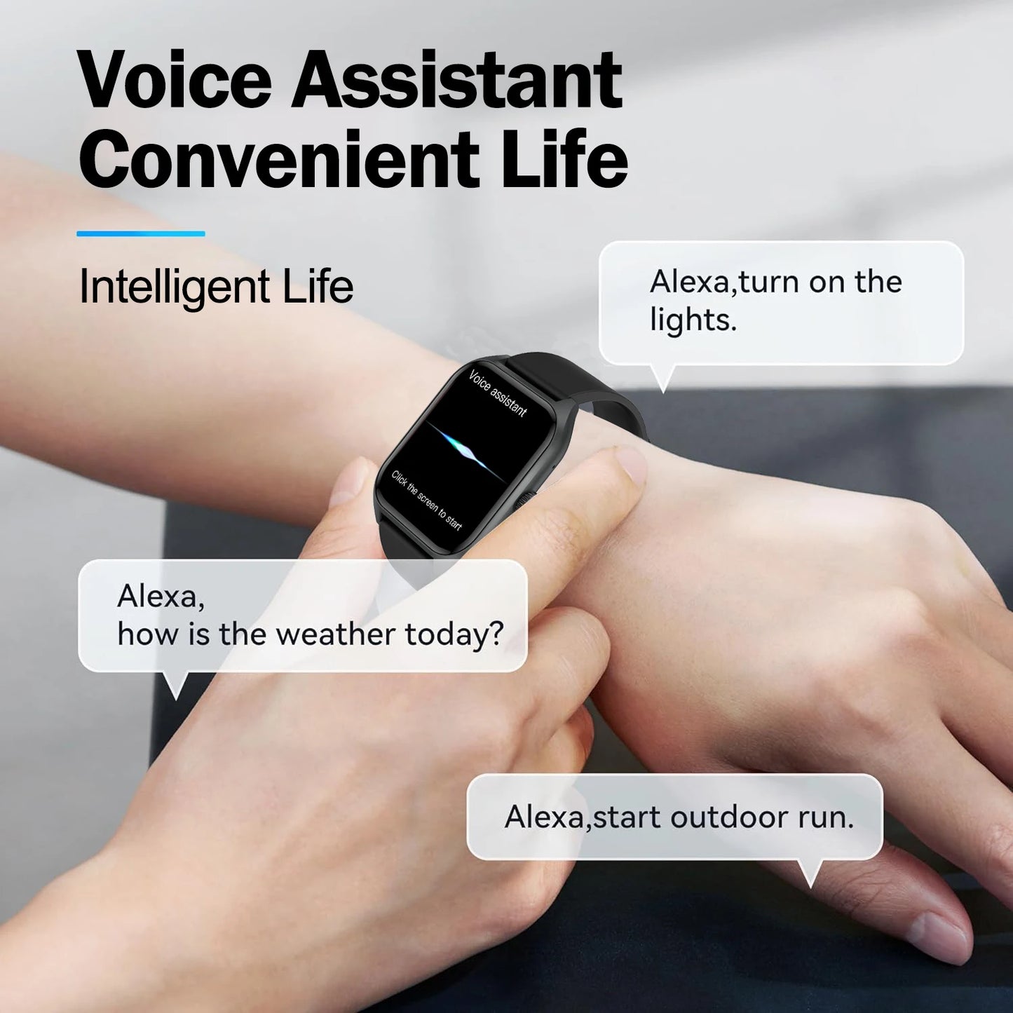 AI Voice Assistant Smart Watch for Men and Women with 1.96 Inch HD Screen Activity Tracker and 100 Plus Sports Sleep Heart Rate Monitor