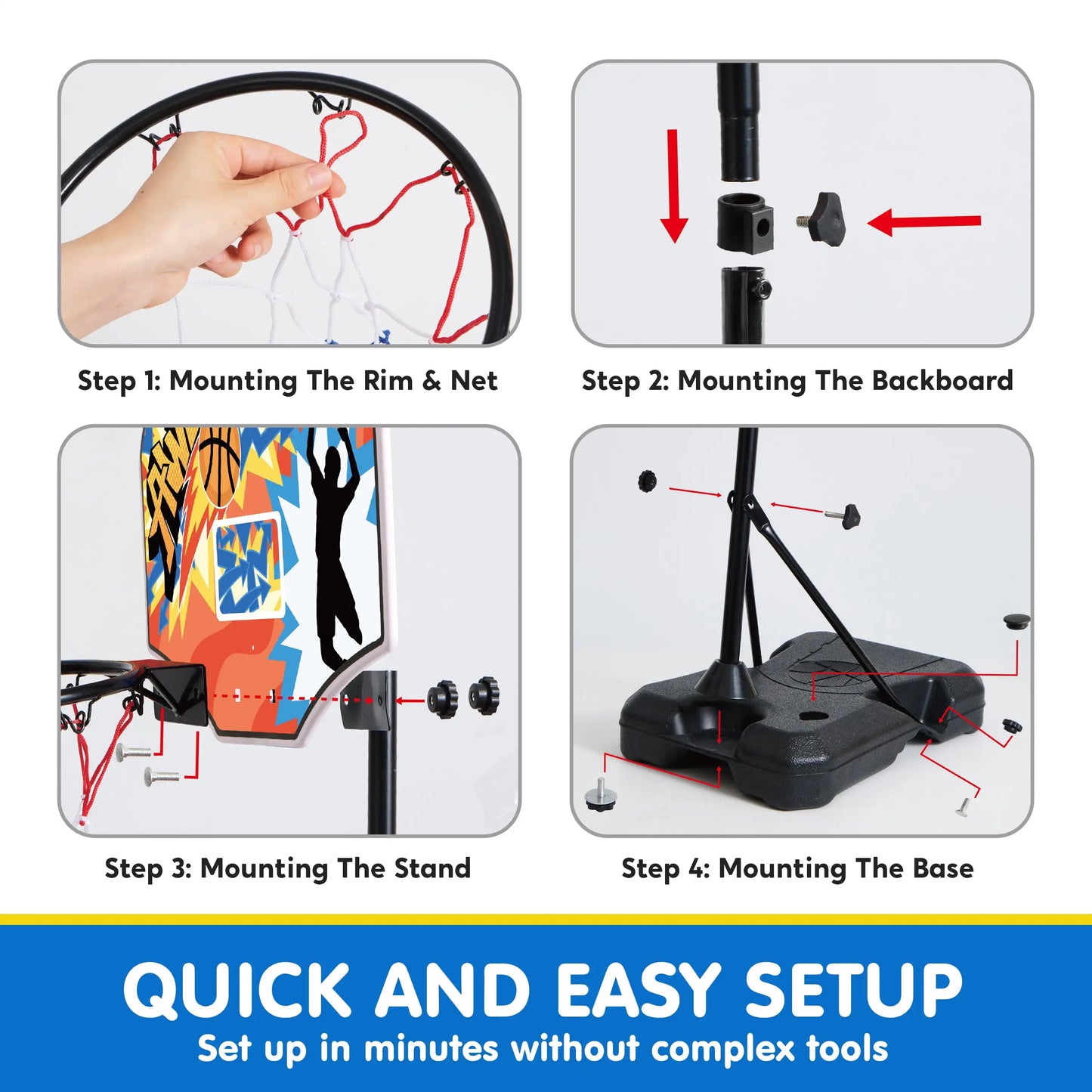 Joyfy Adjustable Kids Basketball Hoop For Indoor Outdoor Play