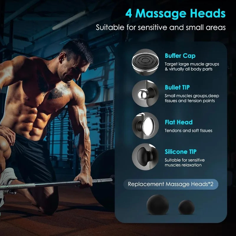 Gun Deep Tissue, Cordless Vibrating Muscle Massage Gun - Handheld Mini Massager for Back, Neck and Fascial Binding - Ta