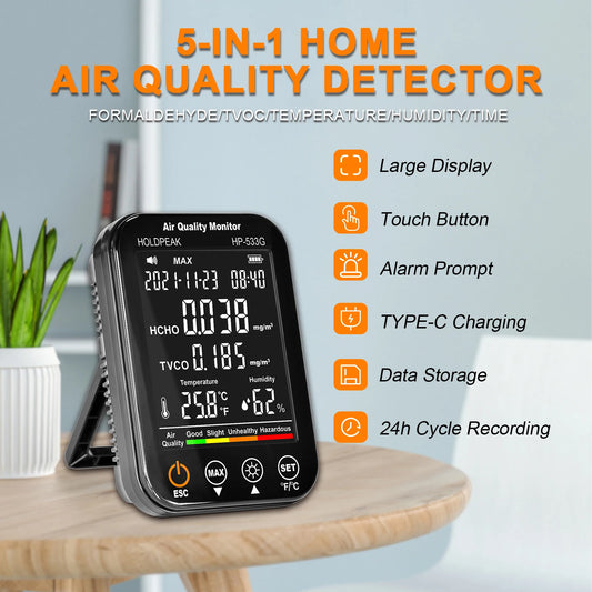 HoldPeak Portable Air Quality Monitor HCHO TVOC Humidity
