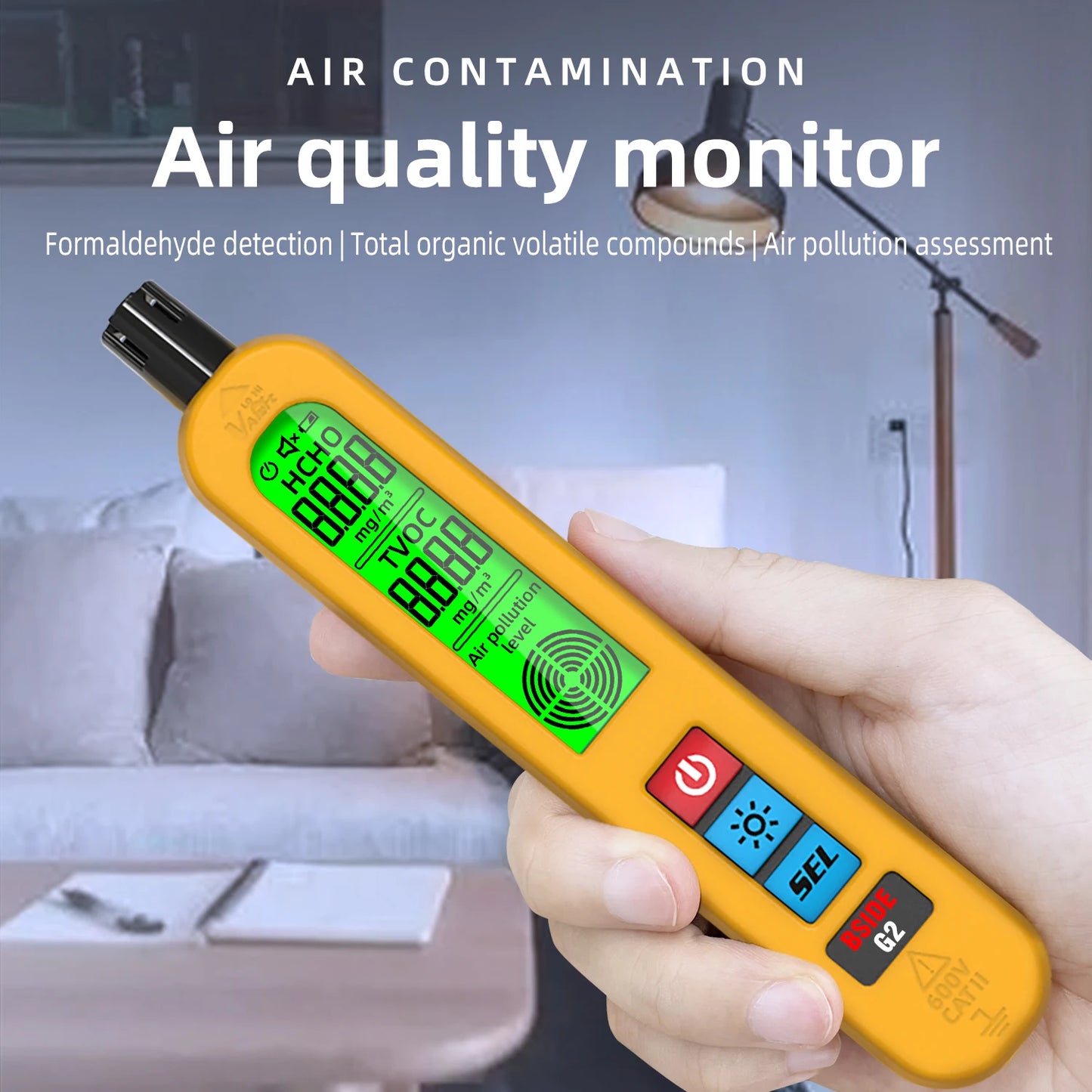 BSIDE G2 Air Quality Detector Auto Alarm Formaldehyde HCHO TVOC Portable LCD Display Rechargeable Home Office Detection