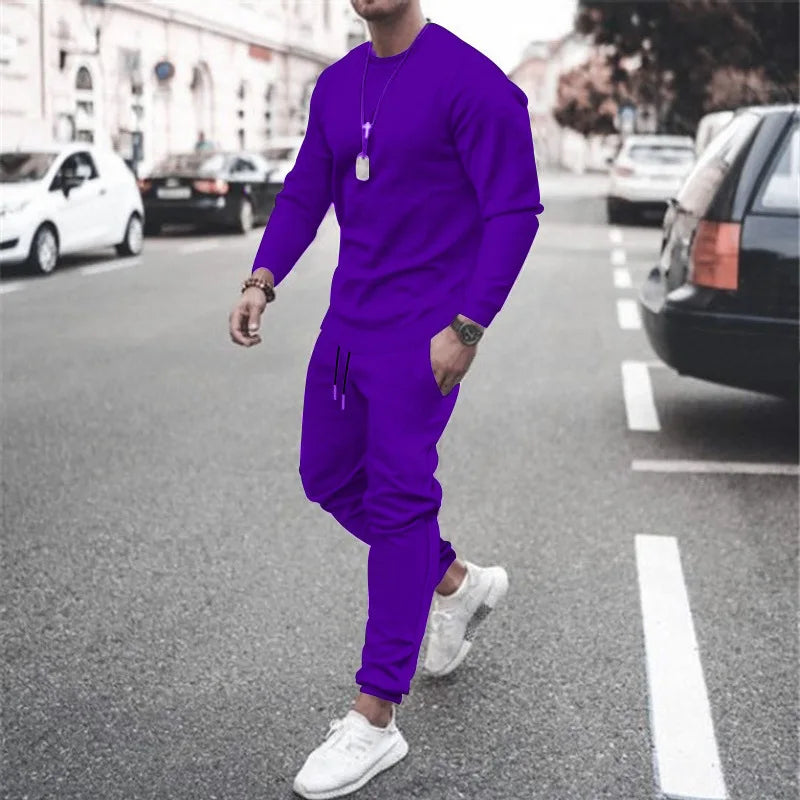 NONECN Men Two Piece Tracksuit Set Sweatshirt Sweatpants