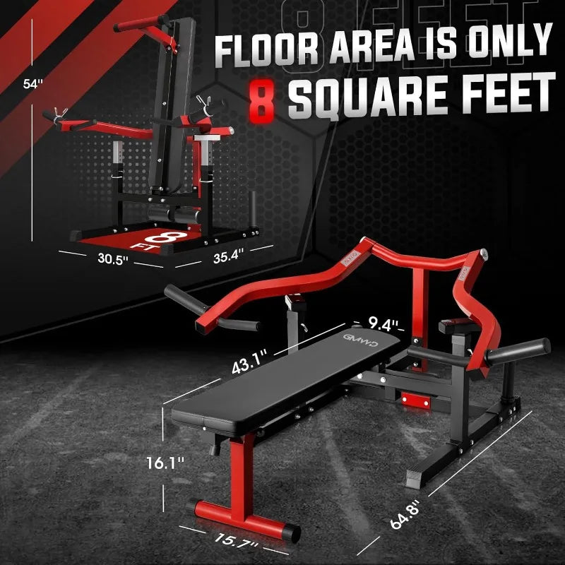 GMWD Chest Press Machine 1050LBS Bench Press Machine with Independent Converging Arms Adjustable Flat Incline Bench