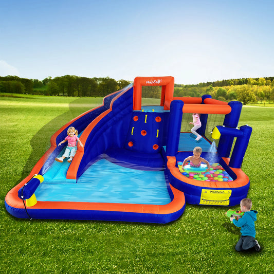 HapCap Inflatable Bounce House Water Slide Combo,2 Pools & Long Slide & Jumping Area, with Air Blower,14 ft x 12 ft