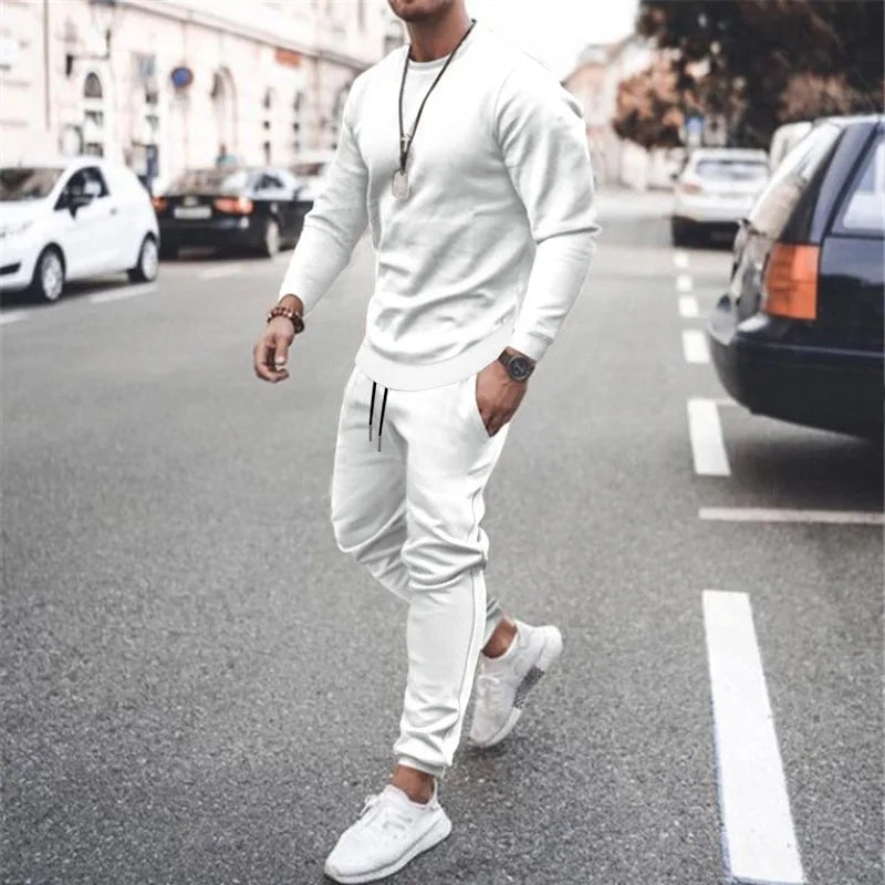 NONECN Men Two Piece Tracksuit Set Sweatshirt Sweatpants