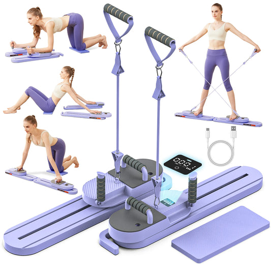 Pilates Board With Resistance Bands Portable Reformer For Home Workout