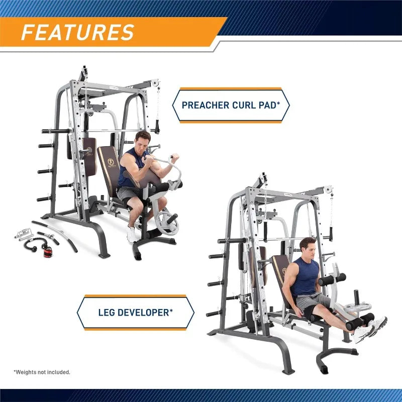 MARCY Smith Cage Workout Machine Full Body StrengthTraining Home Gym Equipment System with Leg Developer, Press Bar