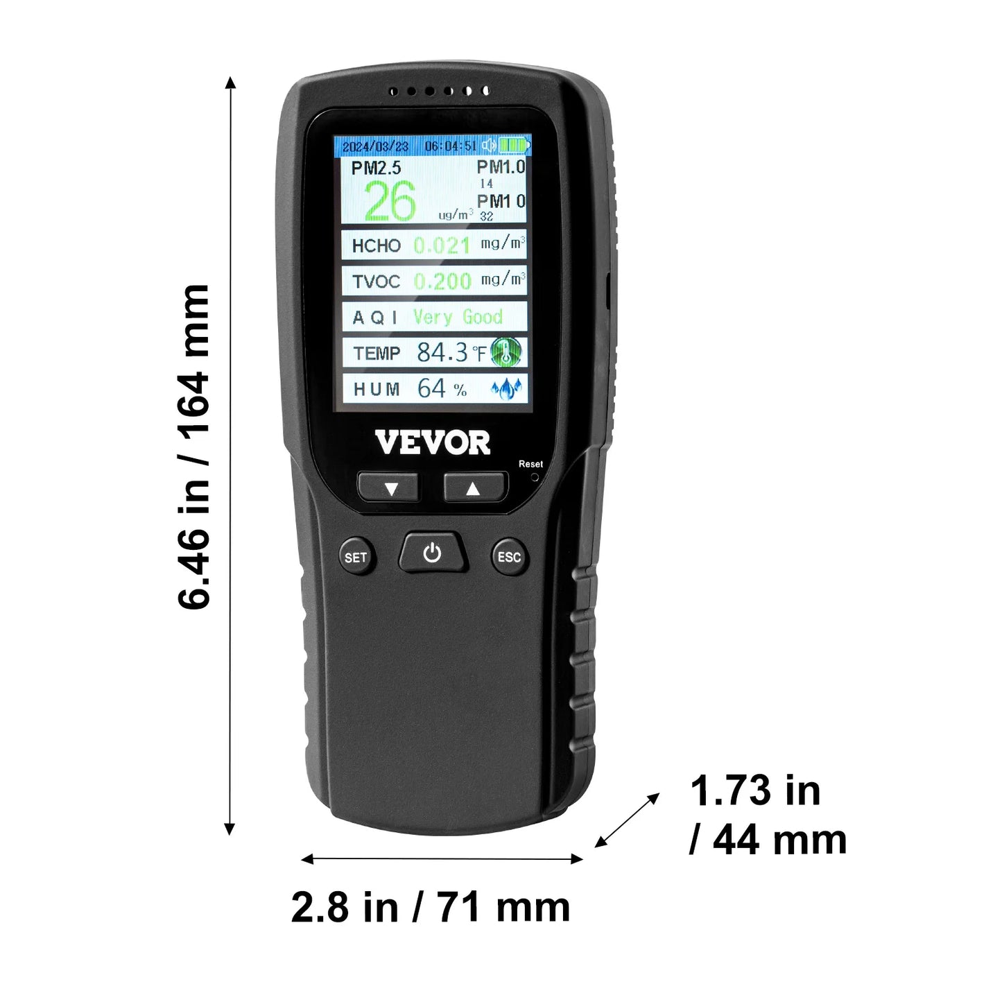 VEVOR Air Quality Monitor 8 In 1 PM2 5 PM10 PM1 0 Indoor