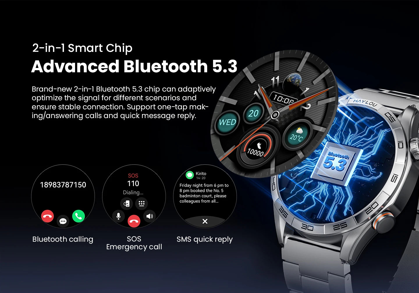 HAYLOU Solar 5 Voice Calling Smartwatch Health Tracking