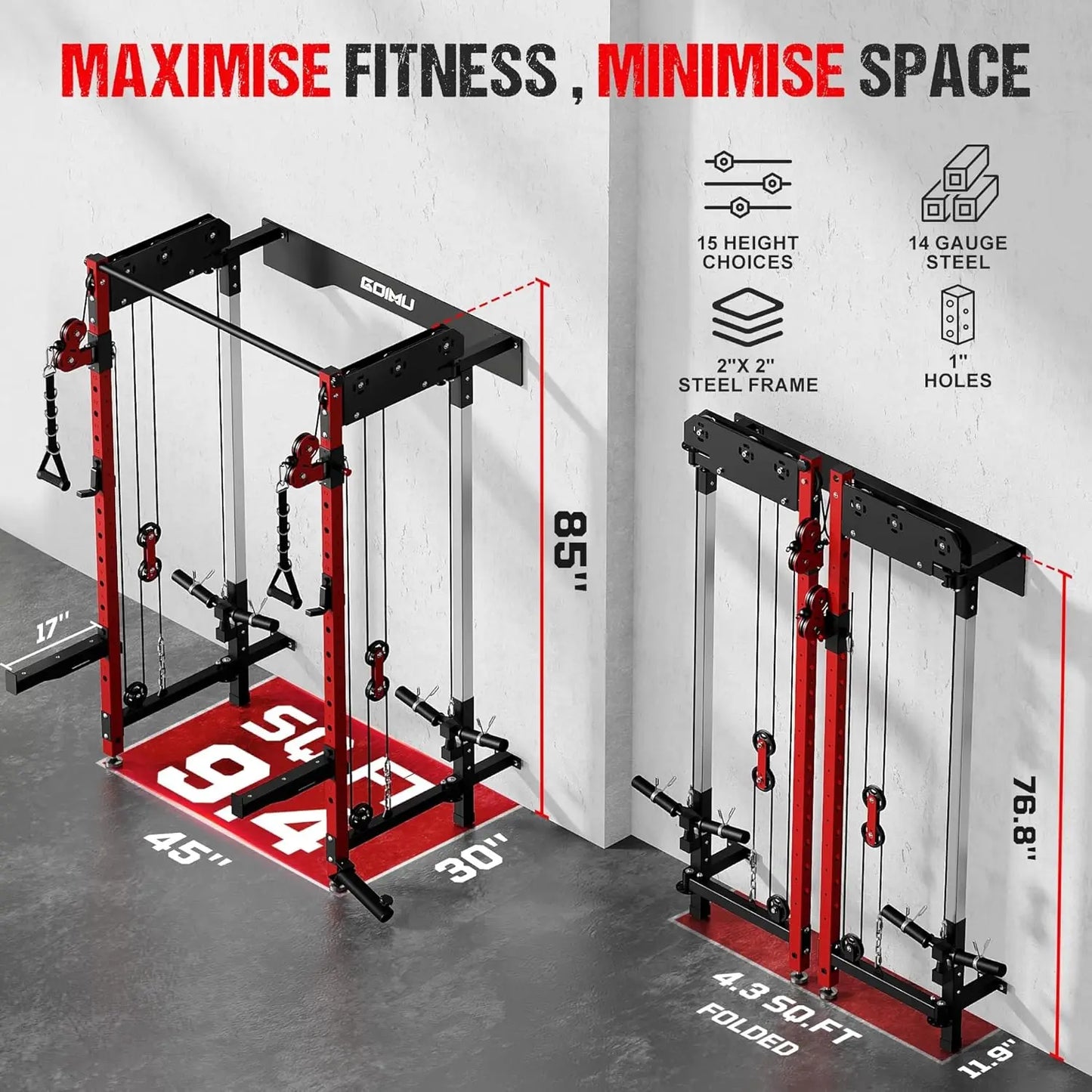 WM3 V4 Folding Wall Mounted Rack With Dual Pulley System