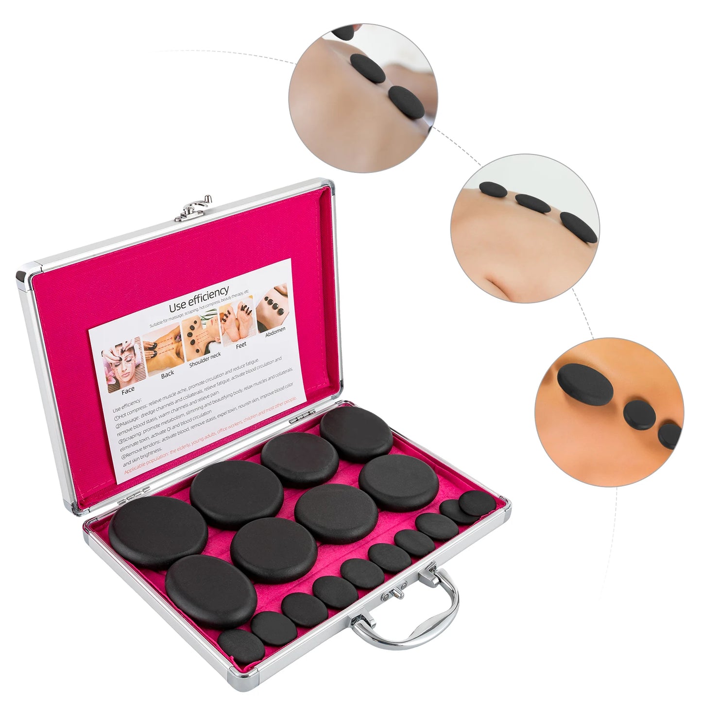 Bymaocar Hot Stone Massage Set With Heater Box 16 Stones