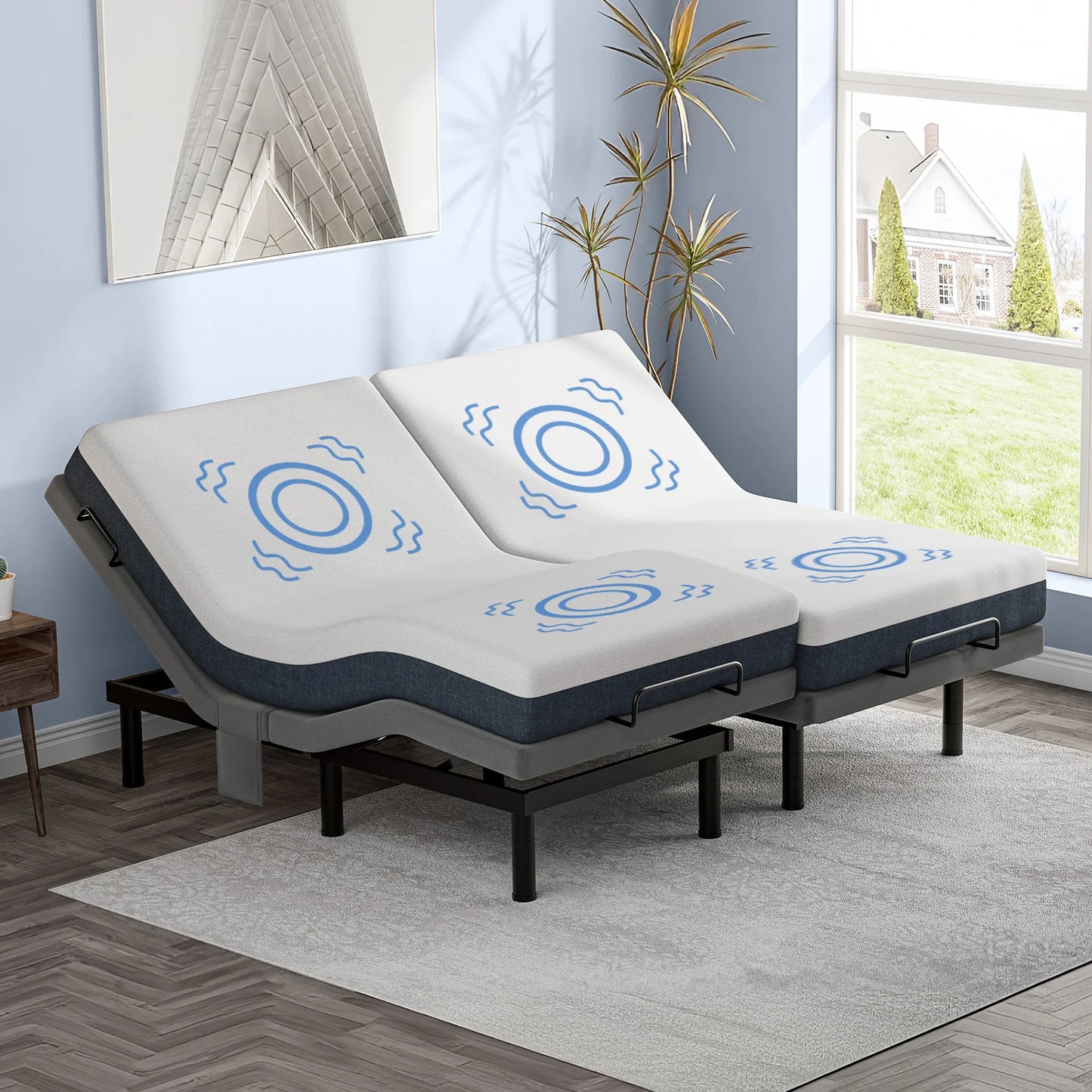 Furgle Adjustable Bed Base with Massage and Wireless Remote