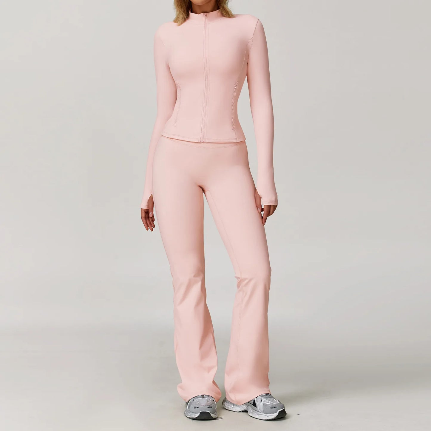 Women 3 Piece Gym Set Yoga Bra Jacket High Waistwear