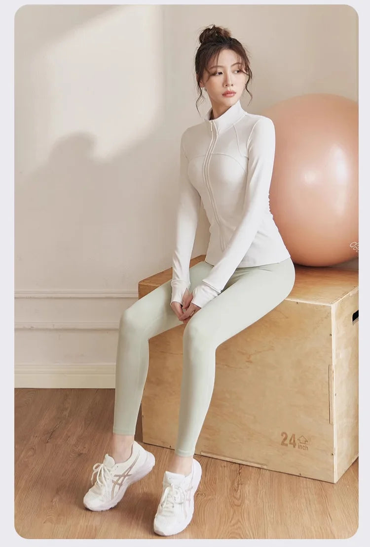 Women Zip Front Fitness Jacket Quick Dry Yoga Top Active