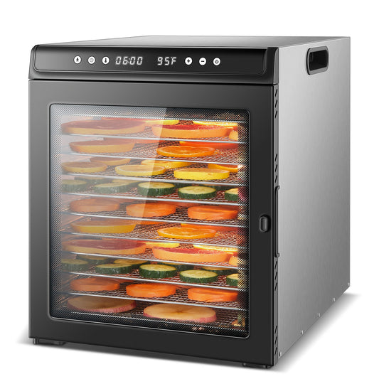 12-Tray 1300W Commercial Grade, 360° Even Drying for Jerky/Fruits, ETL Certified with 72H Timer&LED Display Food Dehydrator
