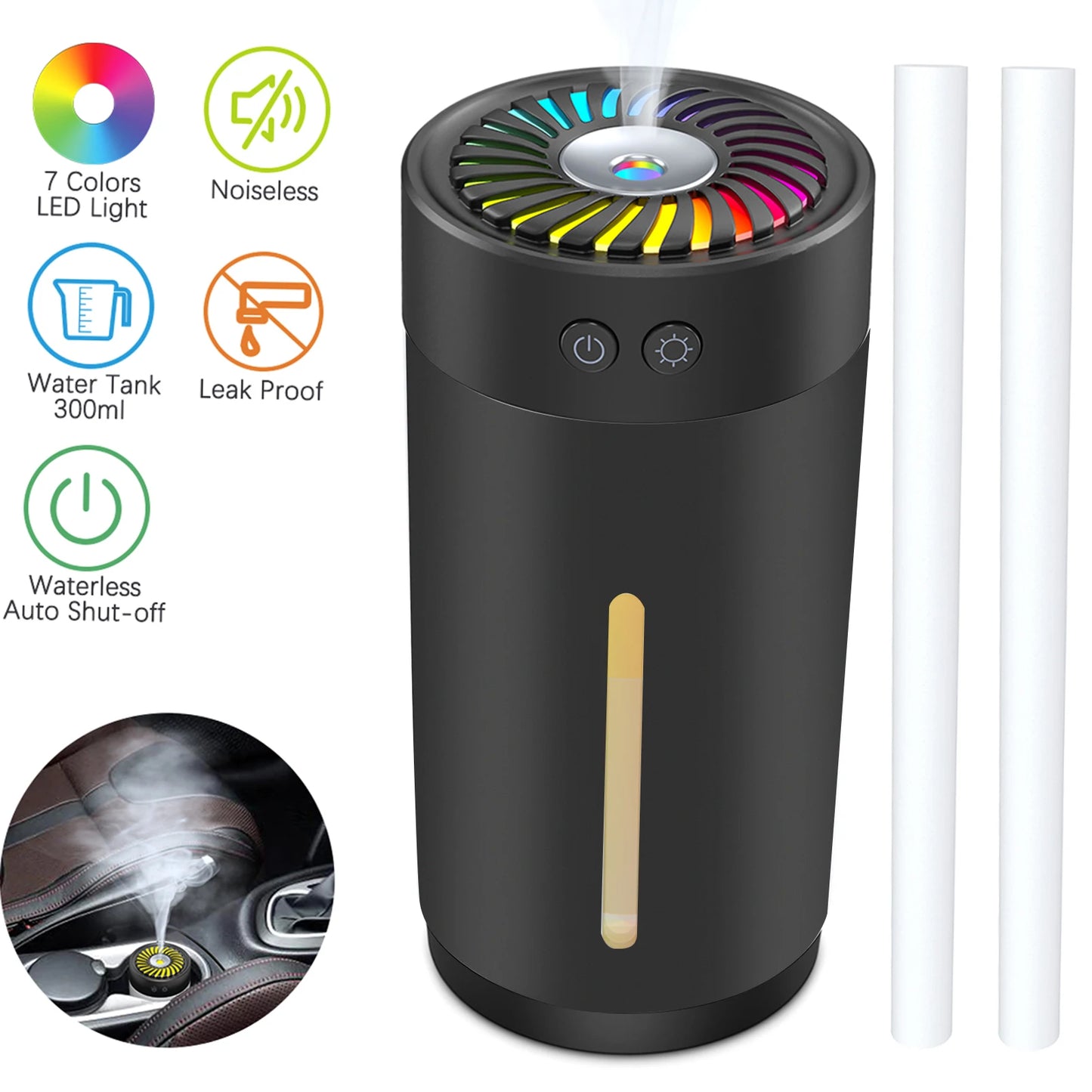Romellar Ultrasonic USB Humidifier Dual Mist For Home Office