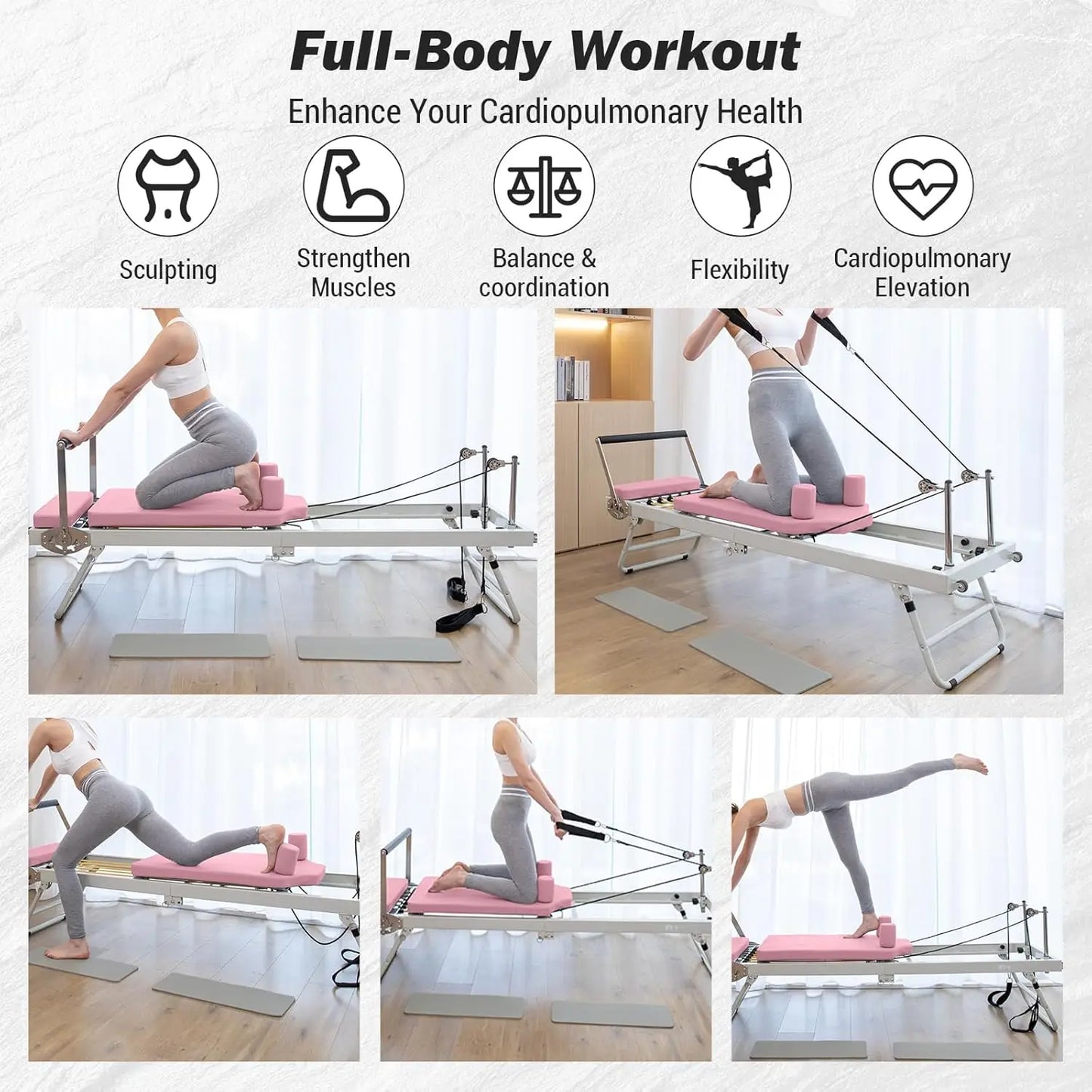 Hign-concerned Pilates Reformer Foldable Home Gym Equipment