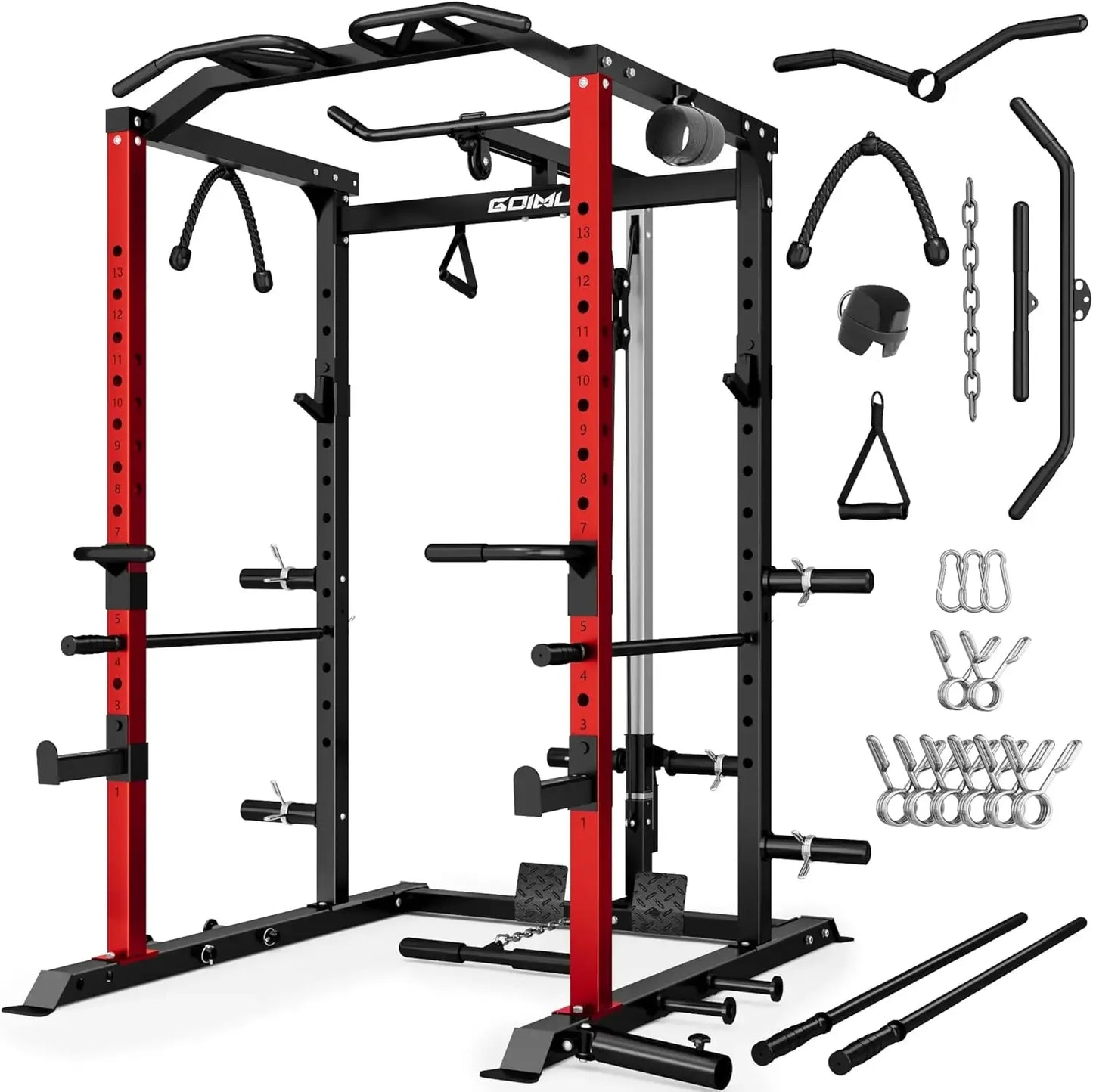 XMSJ C1 V4 Power Cage 2000LBS Squat Rack Lat Pulldown