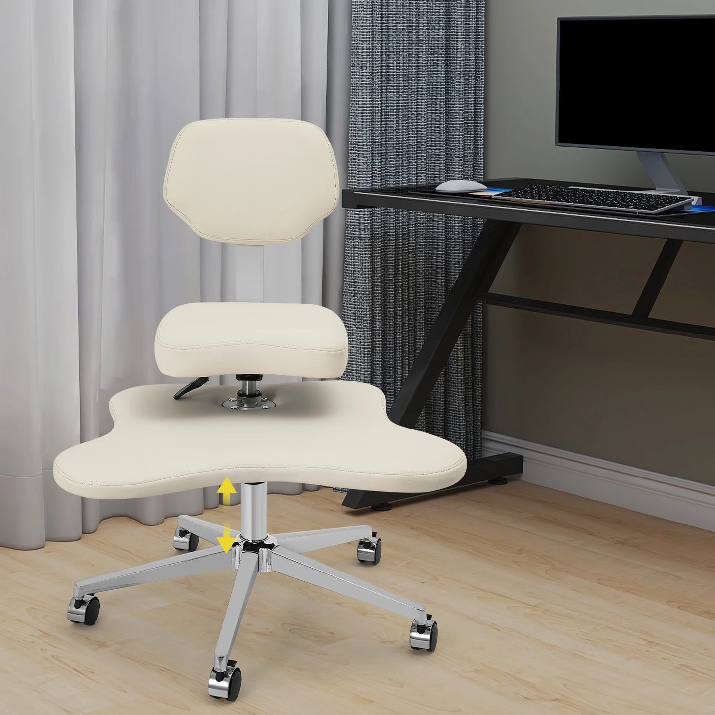 Cross-Legged Meditation Chair Relaxing Chair with Wheels Height Adjustable Seat for Yoga & Office Work Improve Posture